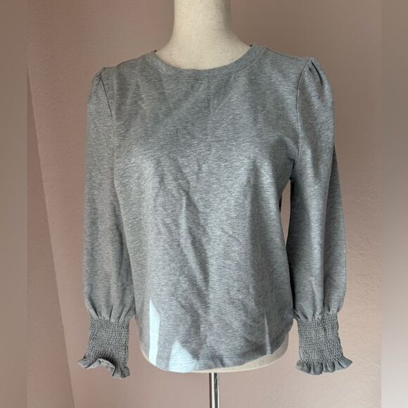 NWT Oat New York gray sweatshirt with smocked cuffs and puff sleeves Sam - Picture 2 of 8